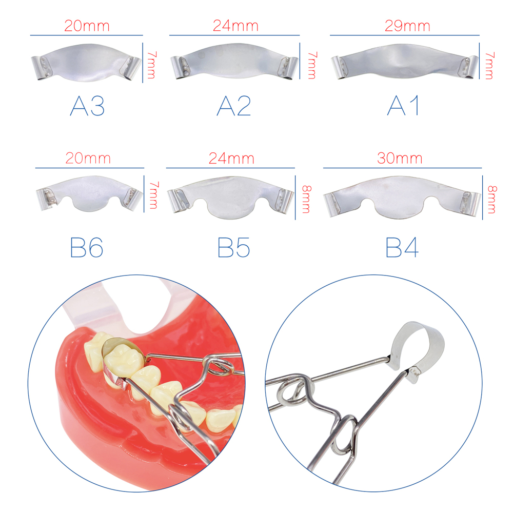 Dental Saddle Contoured Metal Matrices Matrix Band 6 Sizes