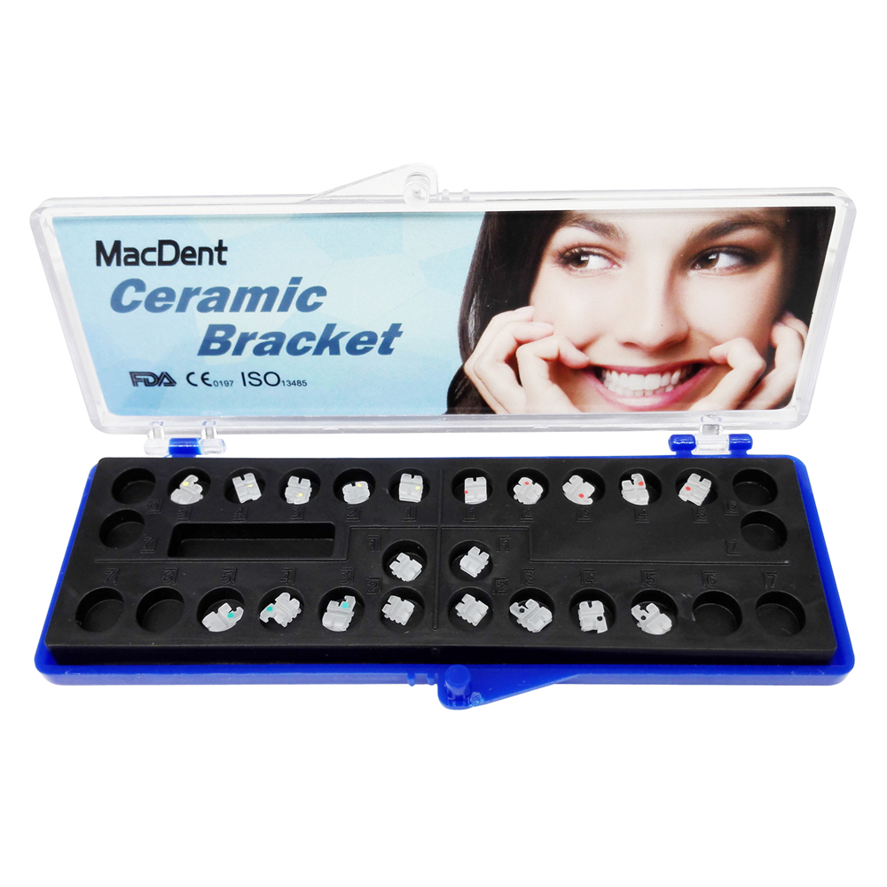 20Pcs MacDent Dental Ceramic Brackets Orthodontic Clear Braces MBT/ROTH 022 345 Hooks