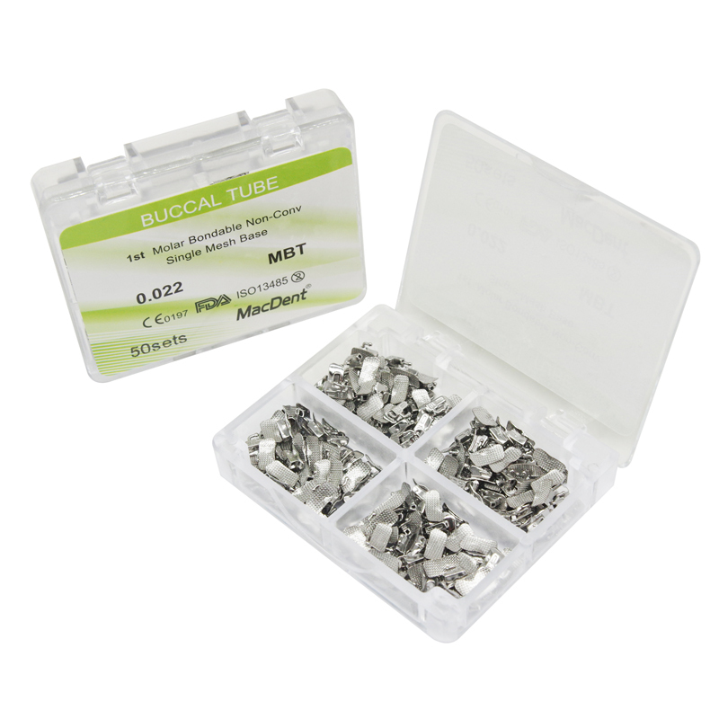 MacDent Dental Orthodontic Buccal Tubes 1st 2nd Molar Tube Roth MBT 022 Bondable Mesh Base Split Weld