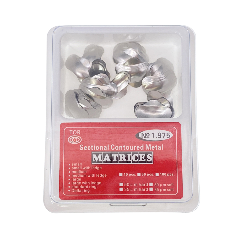 100 Pcs Dental Sectional Contoured Metal Matrices Refill Matrix Band Ledge 35um