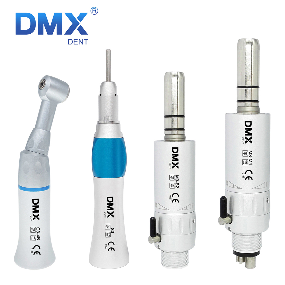 DMXDENT Dental Slow Low Speed Handpiece Straight Contra Angle Air Motor 2/4Holes