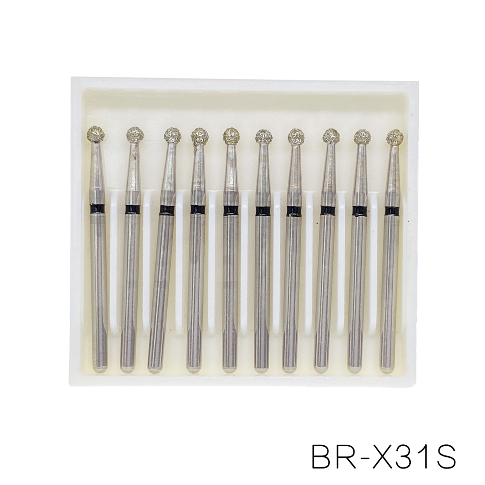 10Pcs Dental FG Diamond Ball Round Burs For High Speed Handpiece Friction Grip 1.6mm 25mm