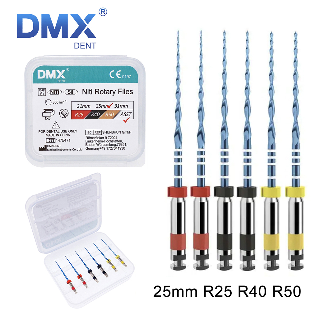 6Pcs DMXDENT Dental Endo Files Root Canal Endodontic NITI Rotary File 21/25MM