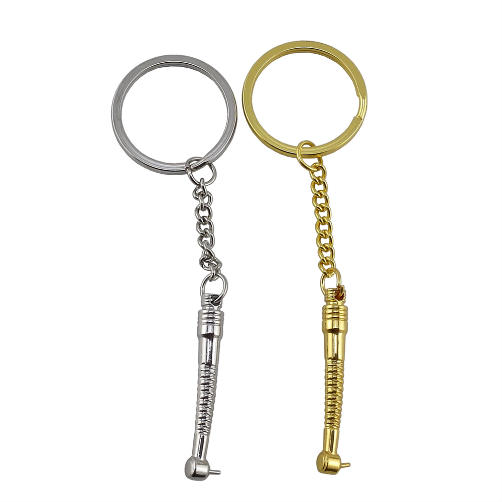 Dental Handpiece Key Chain Gold/Silver Keychain Surgical Instruments