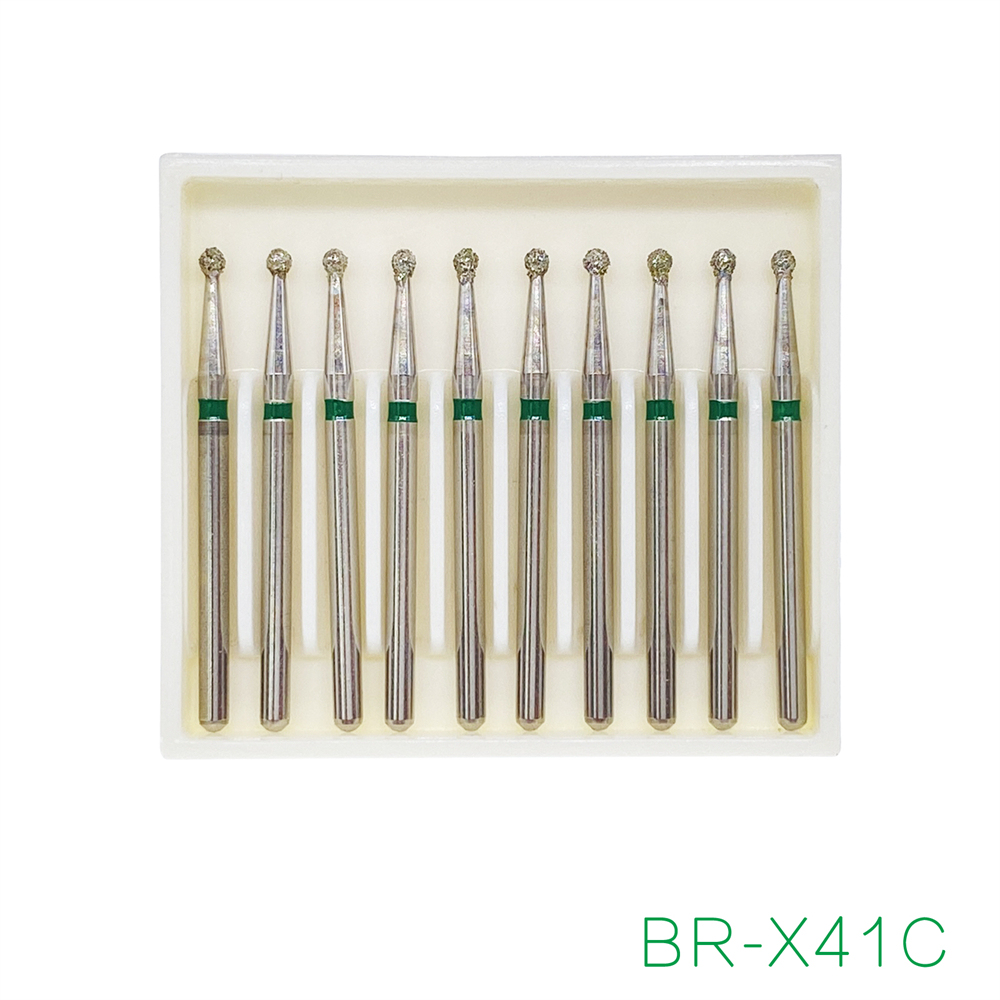 10Pcs Dental FG Diamond Ball Round Burs For High Speed Handpiece Friction Grip 1.6mm 25mm