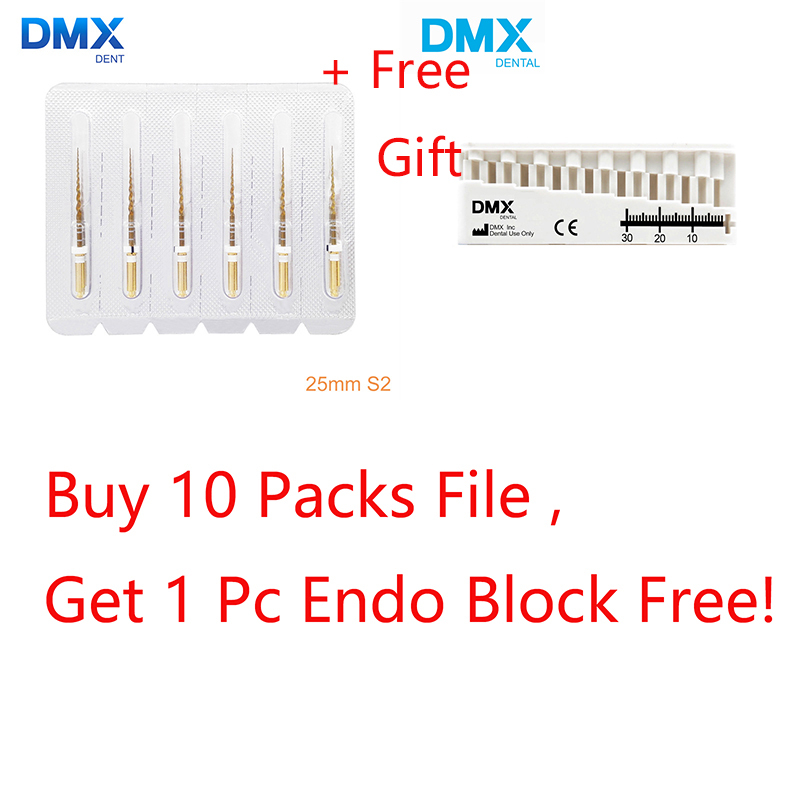 DMXDENT Dental Endodontic NITI Endo Rotary Files PT-Gold Taper Engine Use + Free Gift