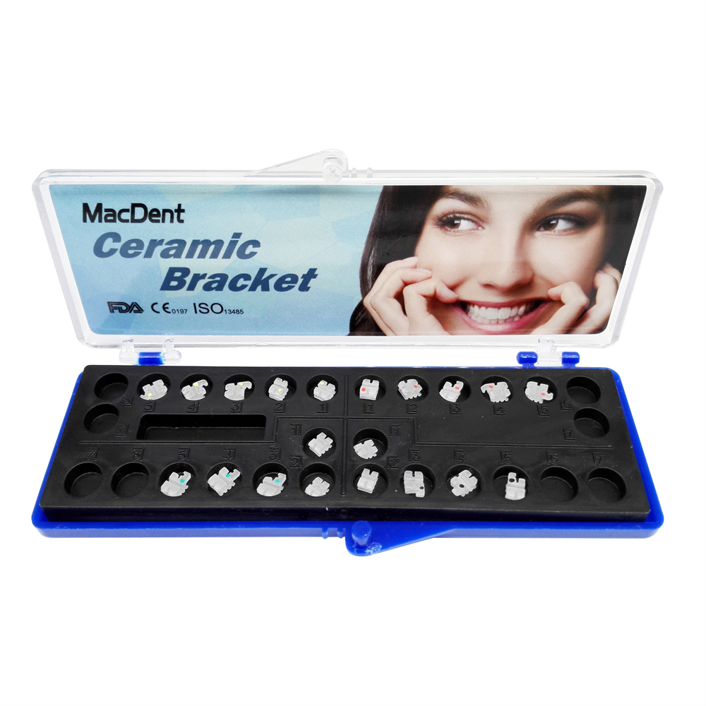 20Pcs MacDent Dental Ceramic Brackets Orthodontic Clear Braces MBT/ROTH 022 345 Hooks