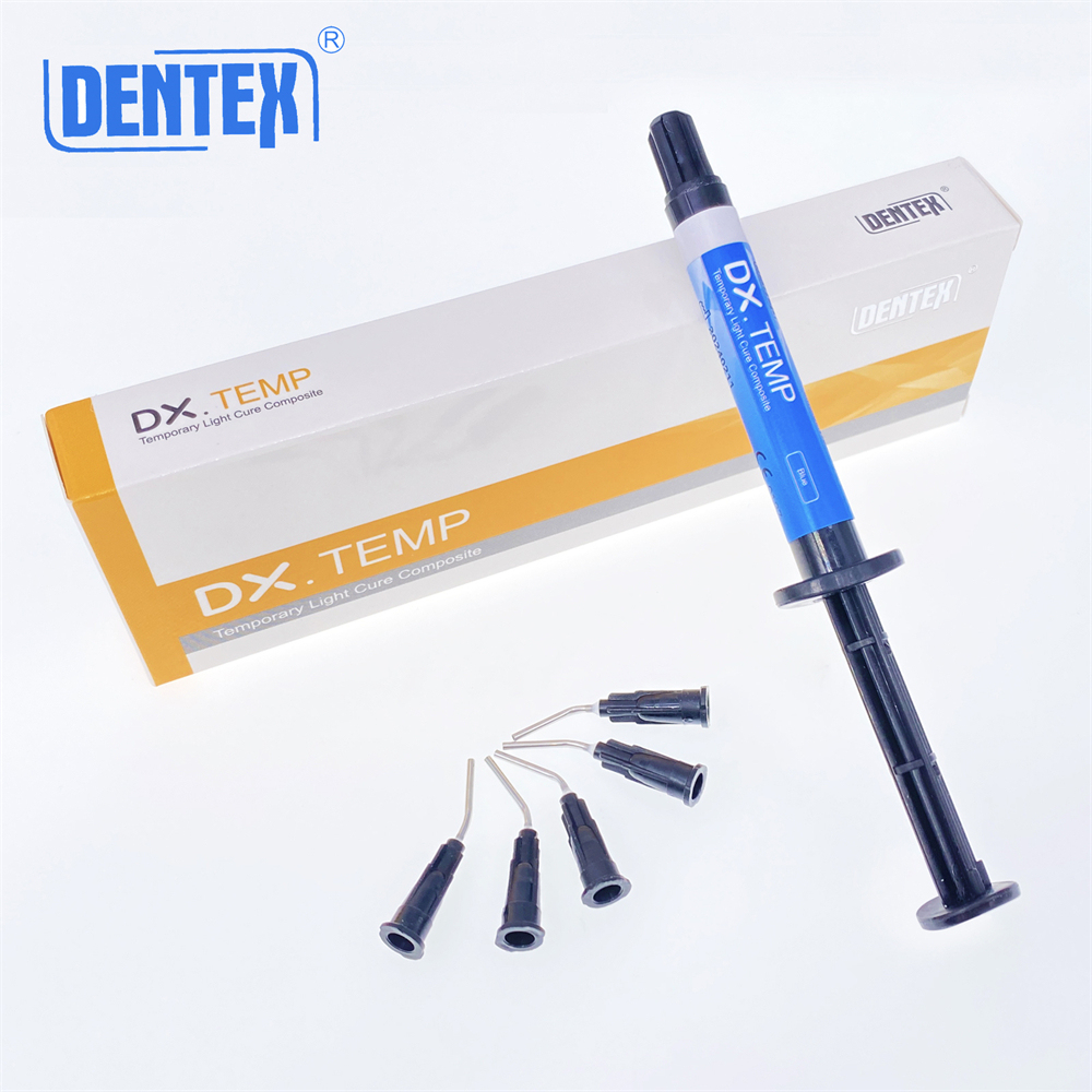 Dentex DX.TEMP Dental Composite Resin 2.5g Temporary Flow Light Cure Blue/Transparent