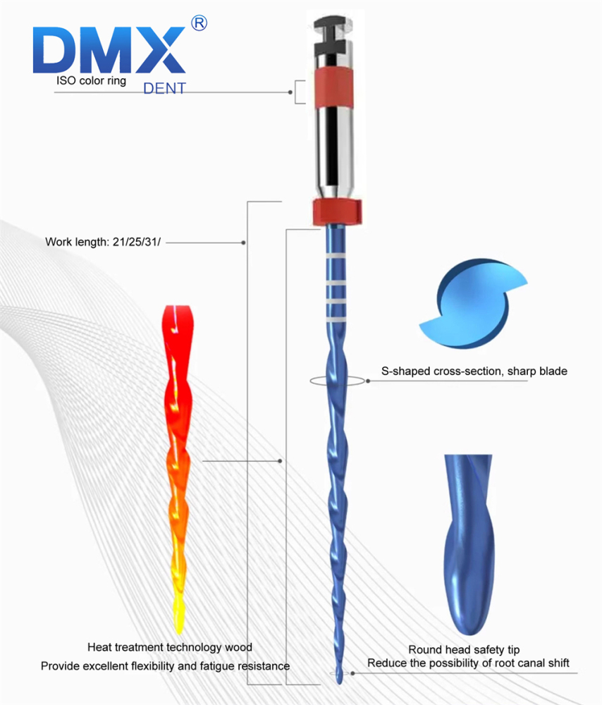 6Pcs DMXDENT Dental Endo Files Root Canal Endodontic NITI Rotary File 21/25MM