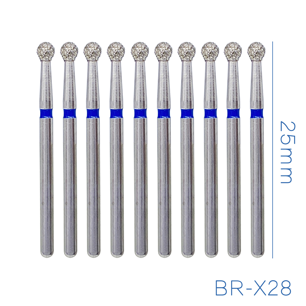 10Pcs Dental FG Diamond Ball Round Burs For High Speed Handpiece Friction Grip 1.6mm 25mm