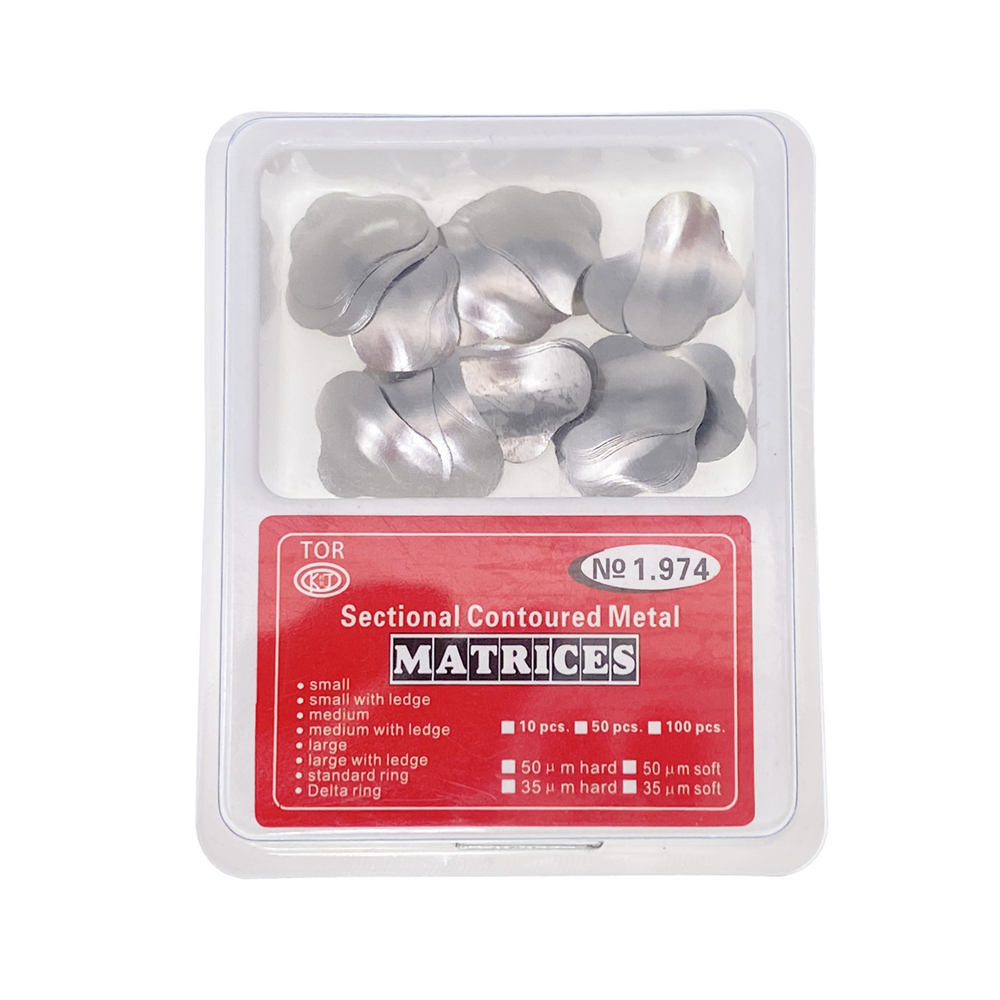 100 Pcs Dental Sectional Contoured Metal Matrices Refill Matrix Band Ledge 35um