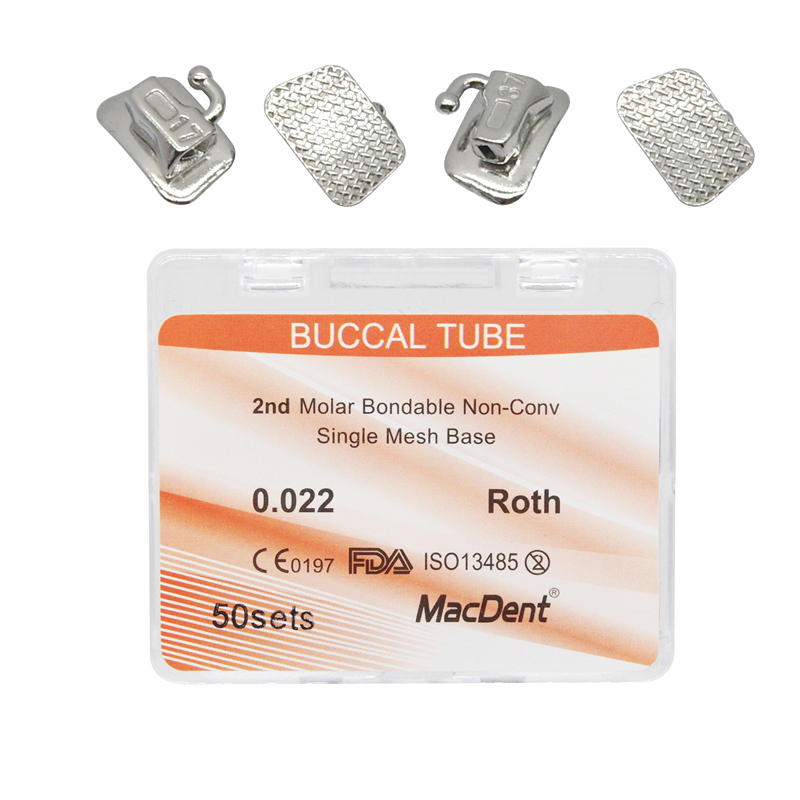 MacDent Dental Orthodontic Buccal Tubes 1st 2nd Molar Tube Roth MBT 022 Bondable Mesh Base Split Weld