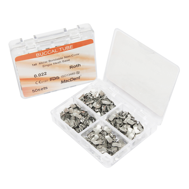 MacDent Dental Orthodontic Buccal Tubes 1st 2nd Molar Tube Roth MBT 022 Bondable Mesh Base Split Weld