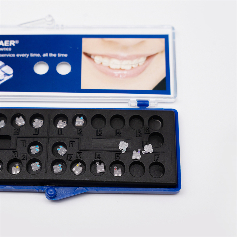 ORMAER Dental Orthodontic Mesh Base Ceramic Brackets MBT/Roth 022 3/345H 20Pcs/Pack