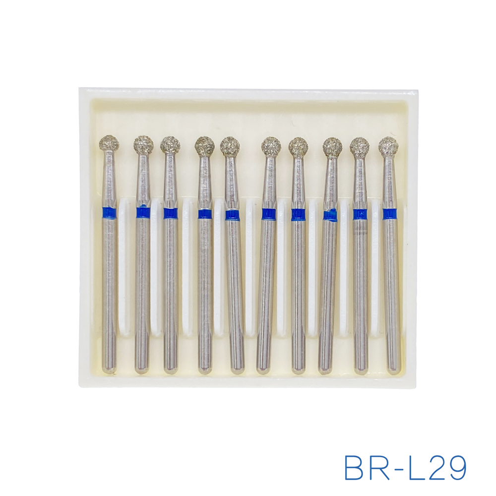10Pcs Dental FG Diamond Ball Round Burs For High Speed Handpiece Friction Grip 1.6mm 25mm
