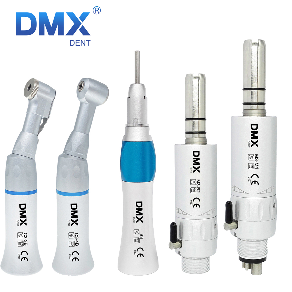 DMXDENT Dental Slow Low Speed Handpiece Straight Contra Angle Air Motor 2/4Holes