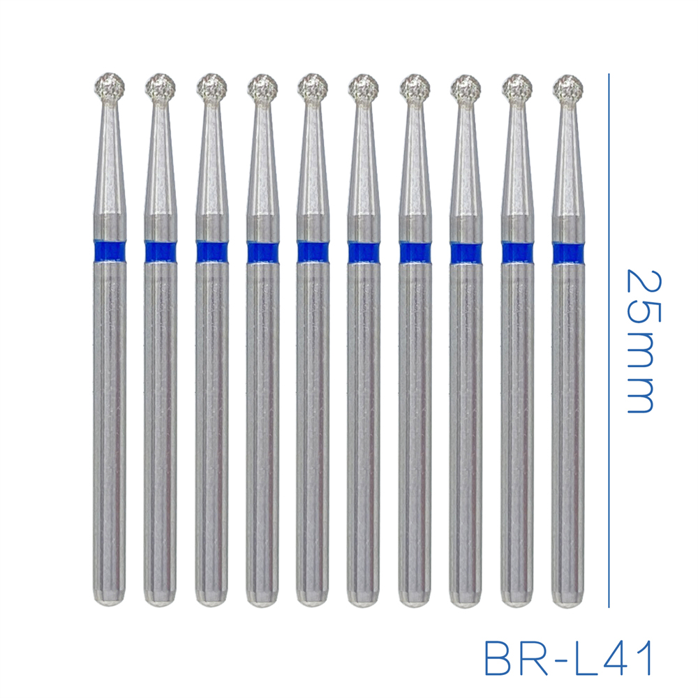 10Pcs Dental FG Diamond Ball Round Burs For High Speed Handpiece Friction Grip 1.6mm 25mm
