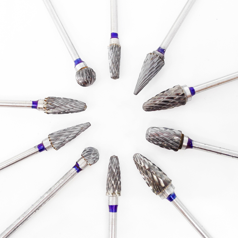 Dental Lab Polishing Drills Tungsten Steel Carbide Burs 2.35MM 10 Pcs