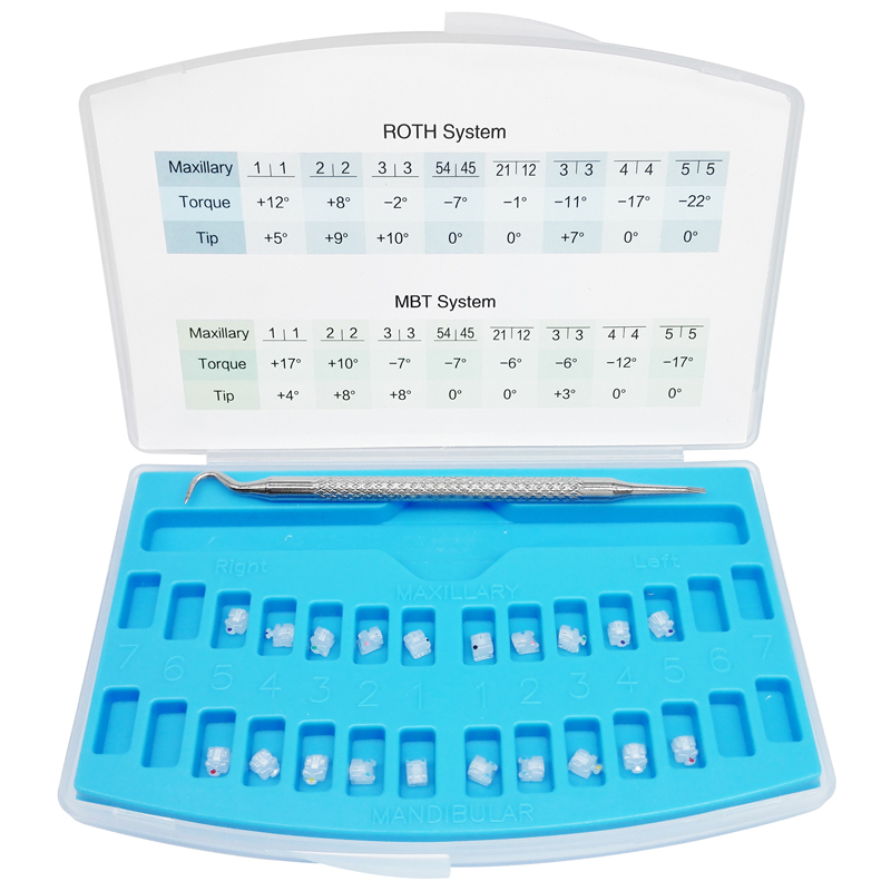  MacDent Dental Orthodontic Ceramic Self-ligating Brackets & Tool