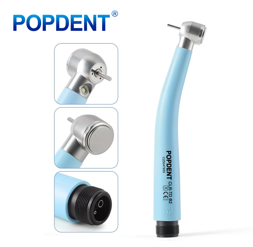 POPDENT CLR-TD Dental LED E-generator High Speed Air Turbine Handpiece 3 Way Spray 2/4Holes