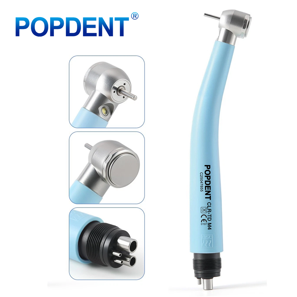 POPDENT CLR-TD Dental LED E-generator High Speed Air Turbine Handpiece 3 Way Spray 2/4Holes