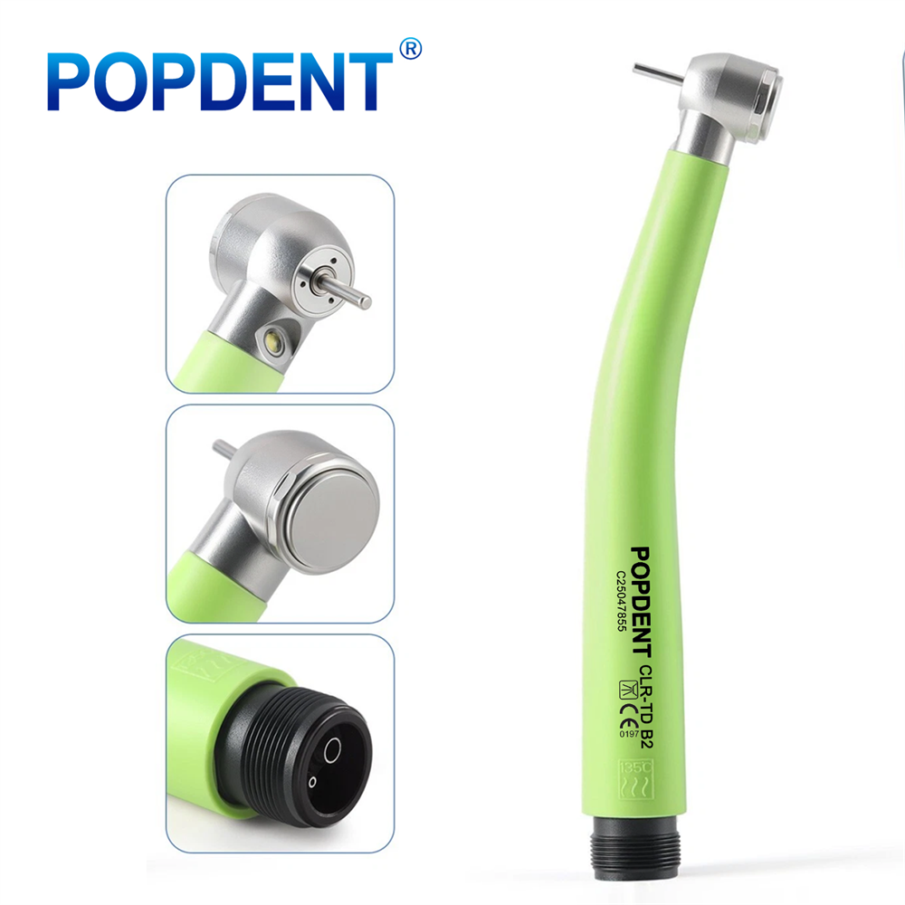 POPDENT CLR-TD Dental LED E-generator High Speed Air Turbine Handpiece 3 Way Spray 2/4Holes