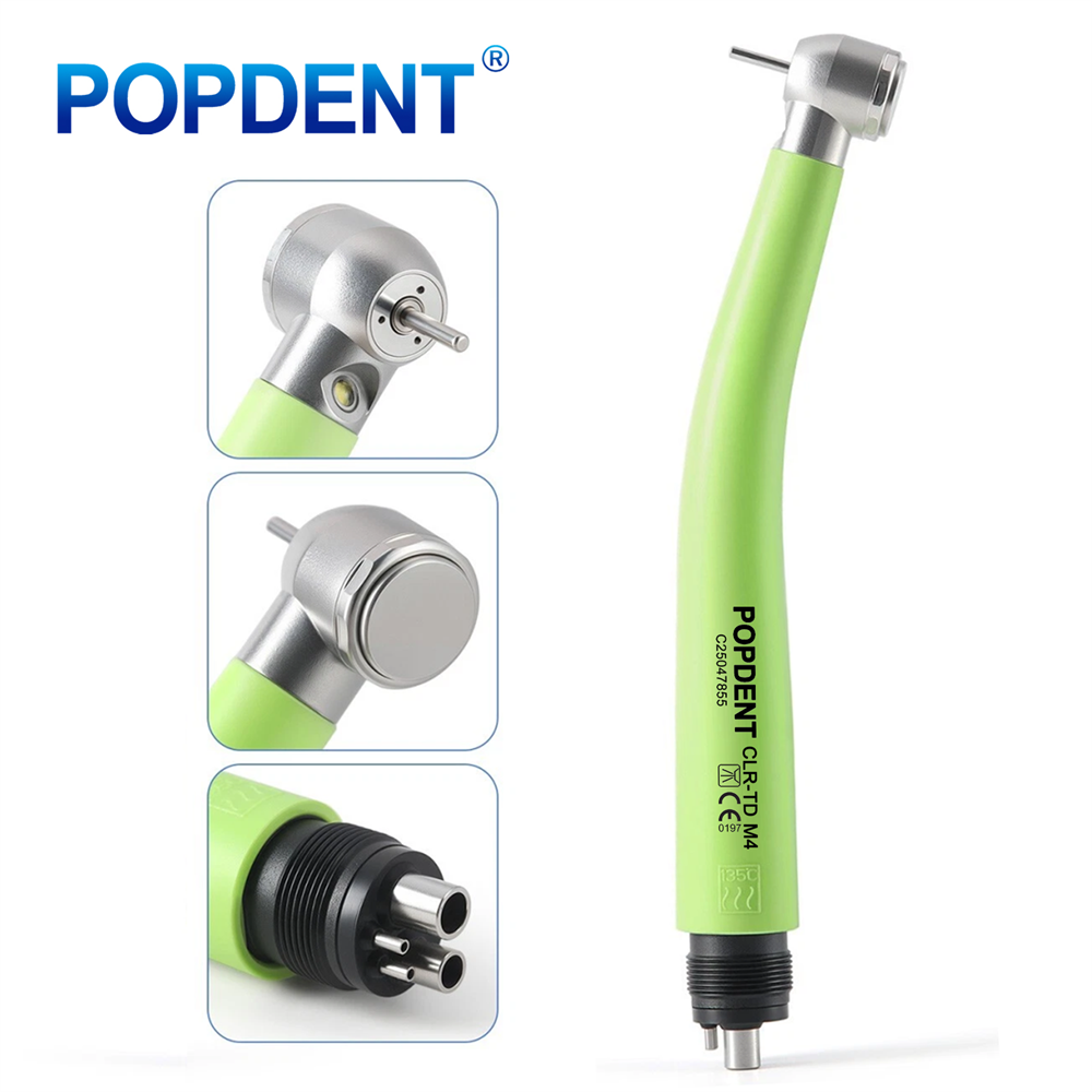 POPDENT CLR-TD Dental LED E-generator High Speed Air Turbine Handpiece 3 Way Spray 2/4Holes