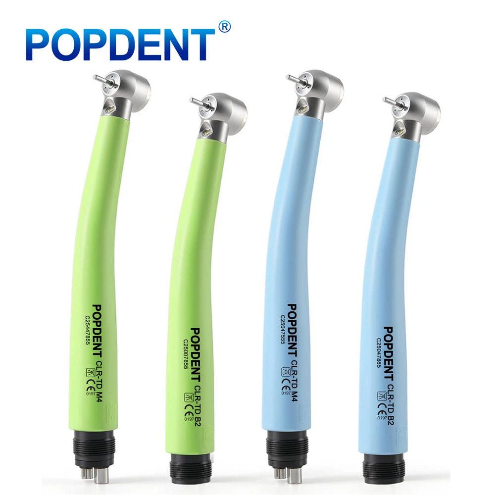 POPDENT CLR-TD Dental LED E-generator High Speed Air Turbine Handpiece 3 Way Spray 2/4Holes