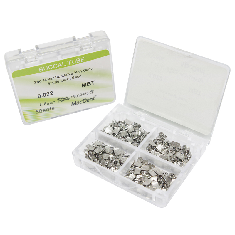 MacDent Dental Orthodontic Buccal Tubes 1st 2nd Molar Tube Roth MBT 022 Bondable Mesh Base Split Weld
