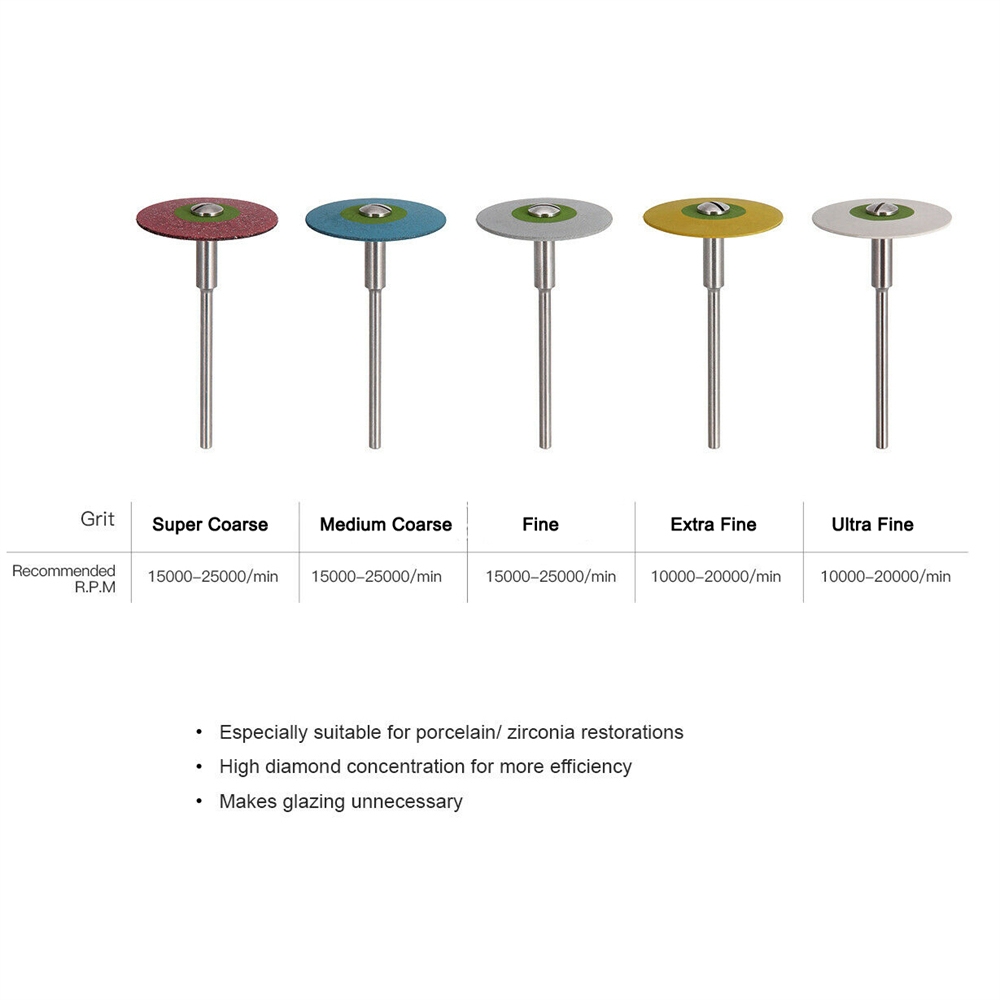 Dental Rubber Diamond Polisher Wheel Disc HP for Porcelain/Zirconia