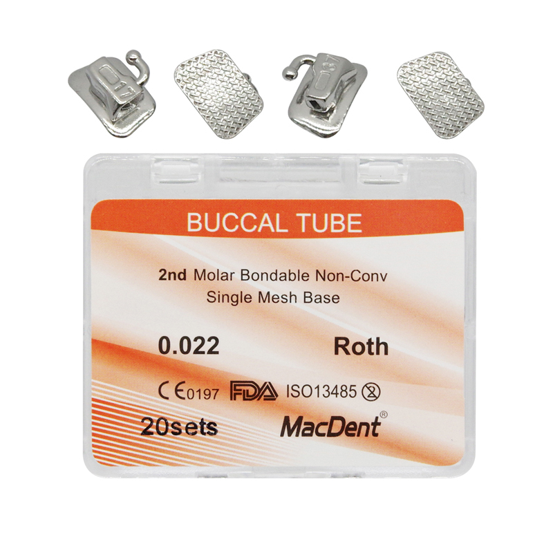 MacDent Dental Orthodontic Buccal Tubes 1st 2nd Molar Tube Roth MBT 022 Bondable Mesh Base Split Weld