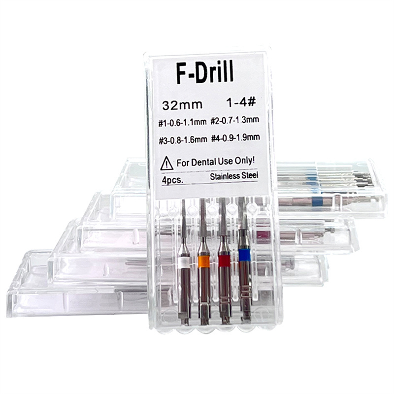 4 /PK Dental Endo Root Canal Fiber Post Drills Stainless Steel 1.1/1.3/1.6/1.9mm