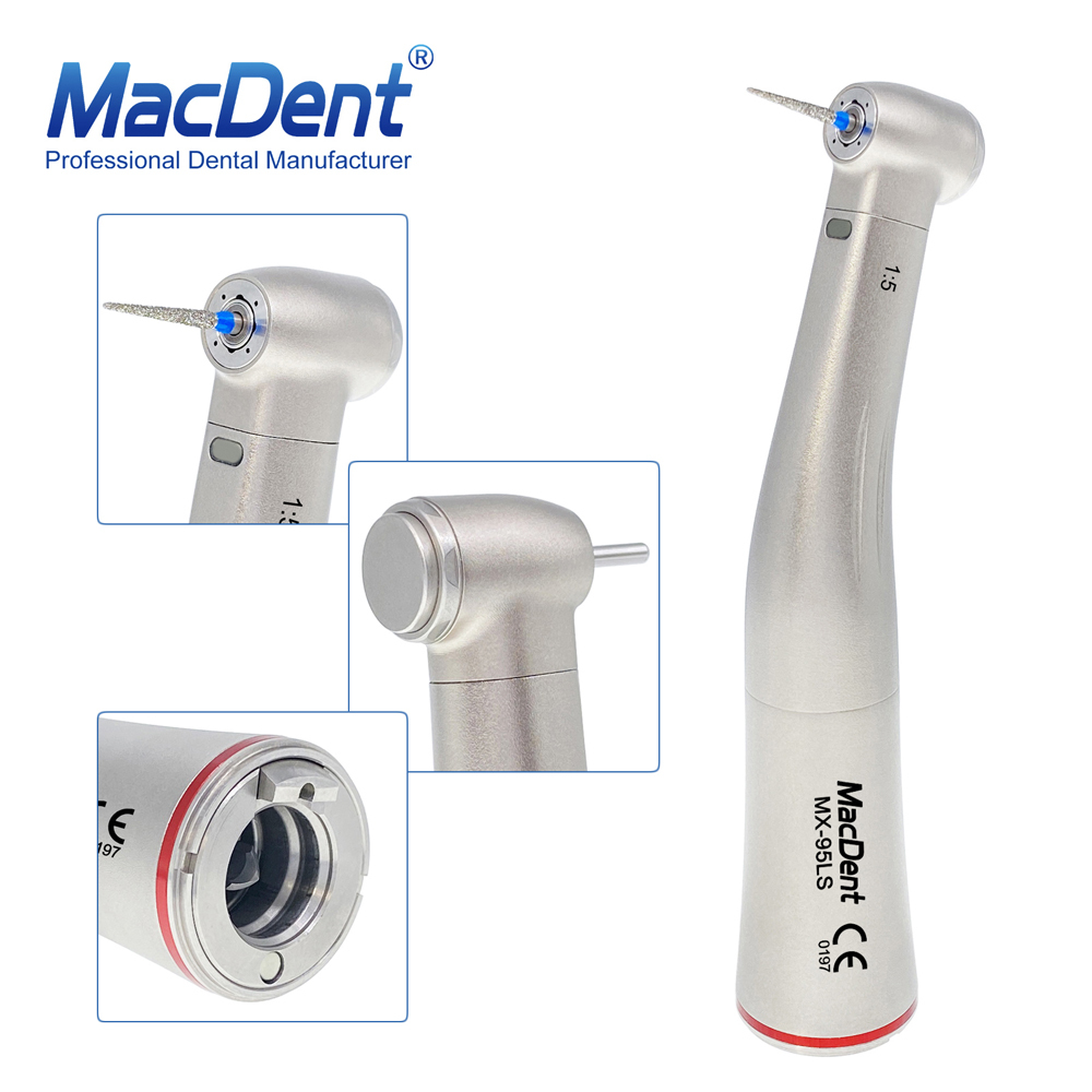 MacDent MX-95LS Dental 1:5 Increasing Fiber Optic Contra Angle Handpiece Fit NSK Ti Max X95L