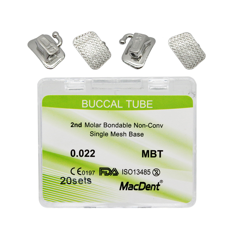 MacDent Dental Orthodontic Buccal Tubes 1st 2nd Molar Tube Roth MBT 022 Bondable Mesh Base Split Weld