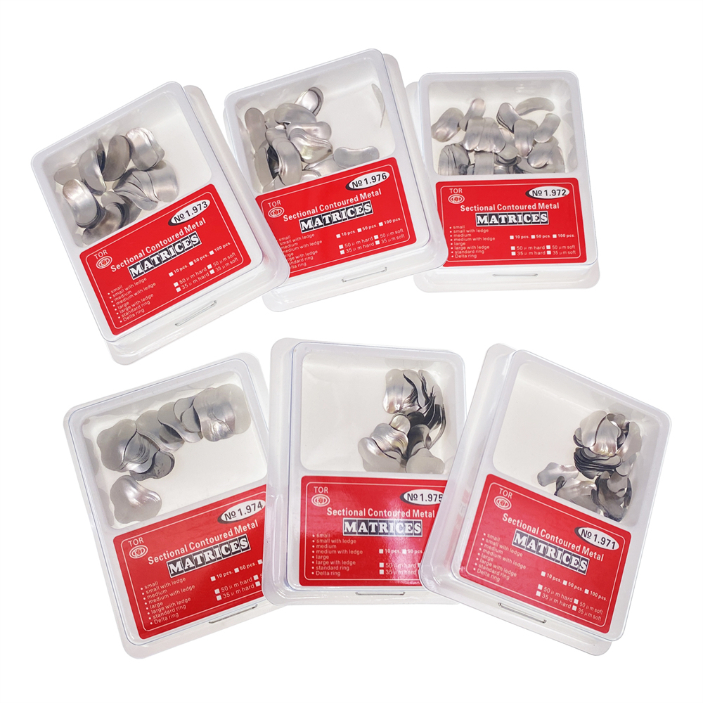 100 Pcs Dental Sectional Contoured Metal Matrices Refill Matrix Band Ledge 35um