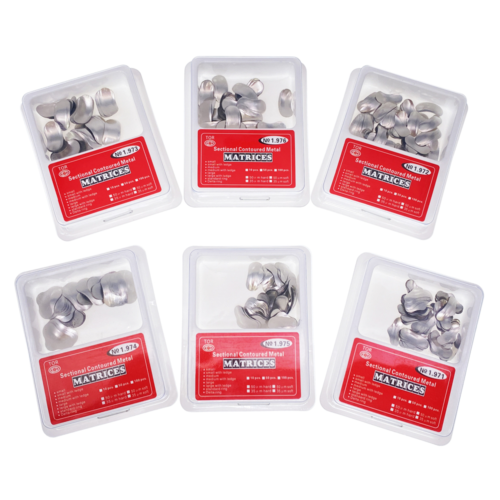 100 Pcs Dental Sectional Contoured Metal Matrices Refill Matrix Band Ledge 35um