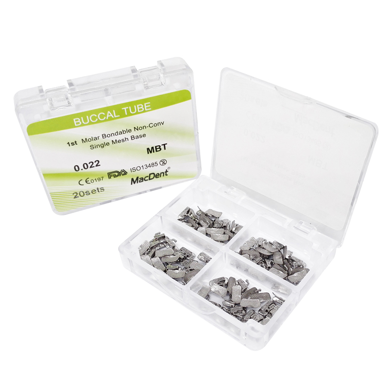 MacDent Dental Orthodontic Buccal Tubes 1st 2nd Molar Tube Roth MBT 022 Bondable Mesh Base Split Weld