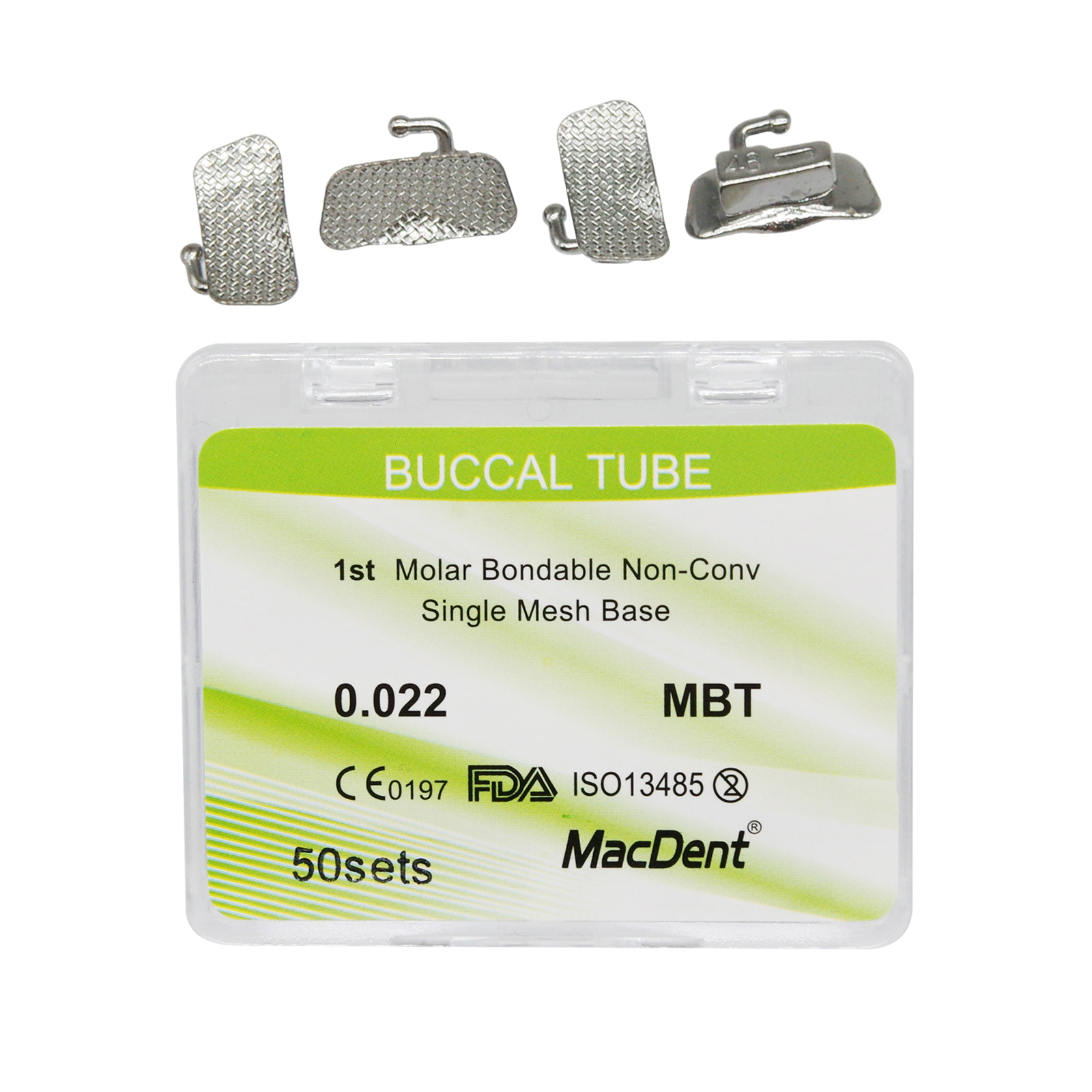 MacDent Dental Orthodontic Buccal Tubes 1st 2nd Molar Tube Roth MBT 022 Bondable Mesh Base Split Weld