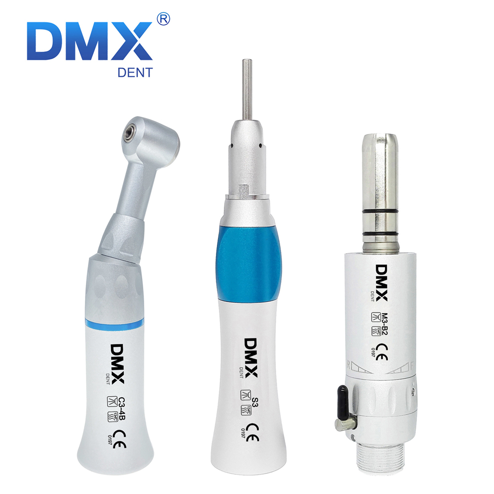 DMXDENT Dental Slow Low Speed Handpiece Straight Contra Angle Air Motor 2/4Holes
