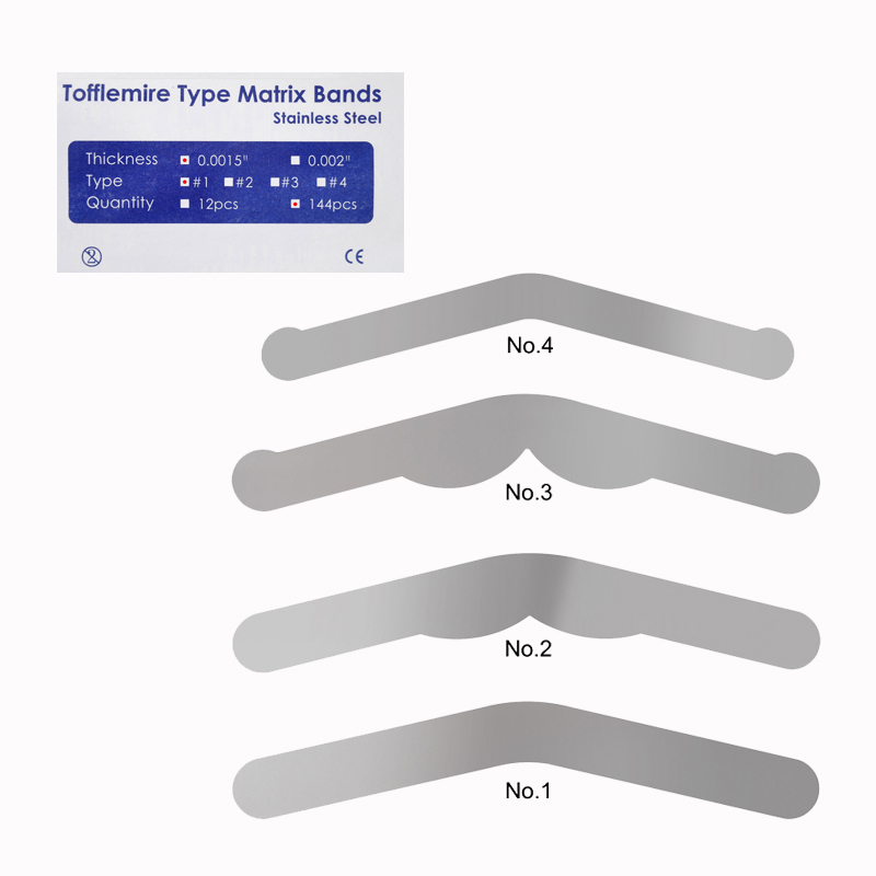 144 Pcs/pack Dental Stainless Steel Tofflemire Matrix Bands .0015＂Autoclavable