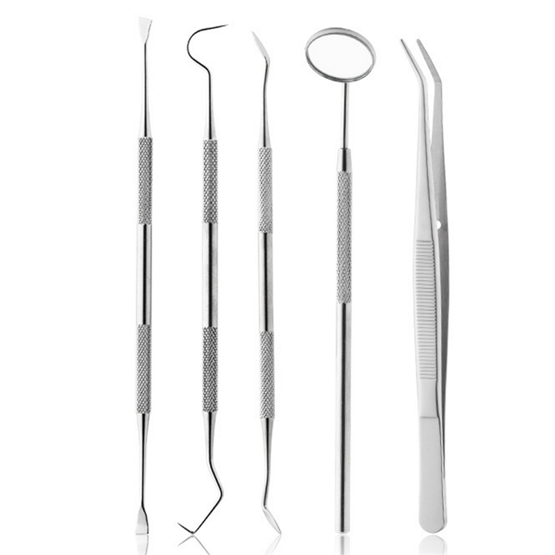 5Pcs/Set Dental Examination Kit Basic Hygiene Tweezer Mirror Explorer Cleaning Tool