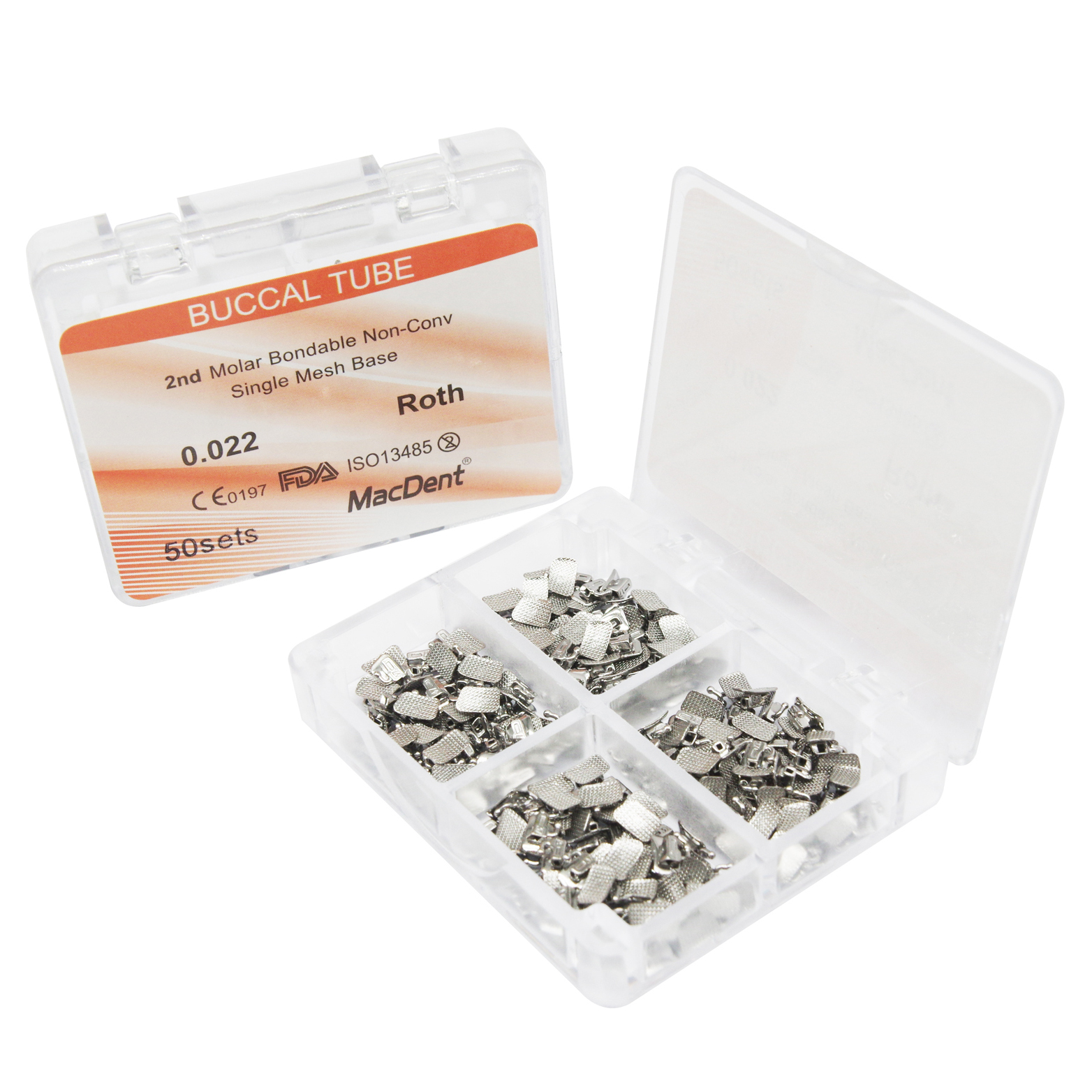 MacDent Dental Orthodontic Buccal Tubes 1st 2nd Molar Tube Roth MBT 022 Bondable Mesh Base Split Weld