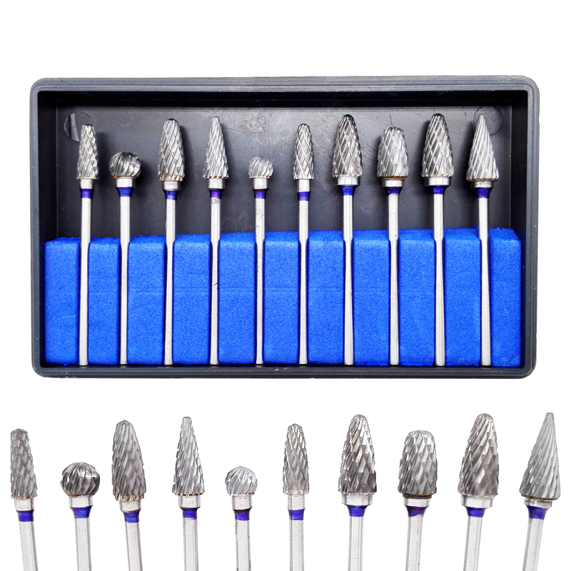 Dental Lab Polishing Drills Tungsten Steel Carbide Burs 2.35MM 10 Pcs