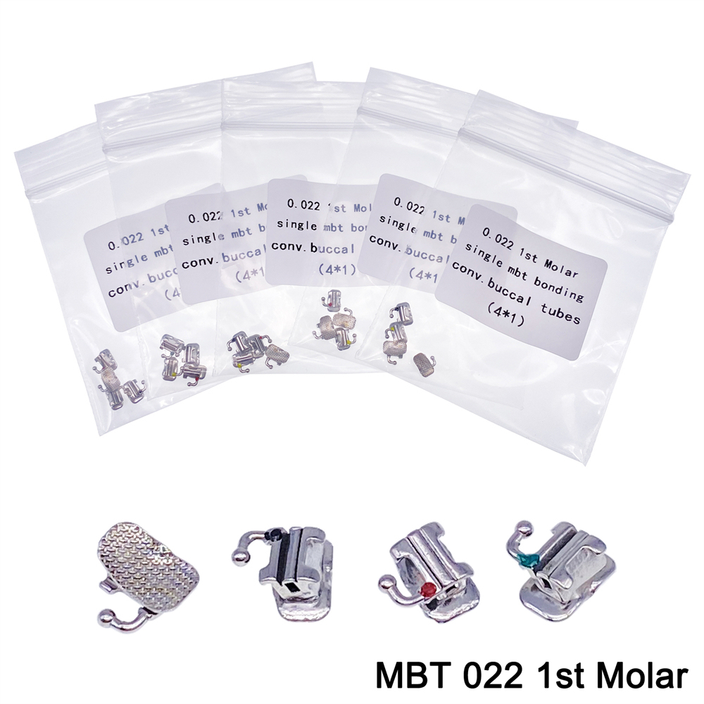 4PCS Dental Ortho Buccal Tubes Bracket Brace 1st/2nd Molar Roth/MBT 018/022 Convertible