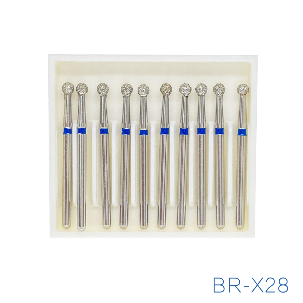10Pcs Dental FG Diamond Ball Round Burs For High Speed Handpiece Friction Grip 1.6mm 25mm
