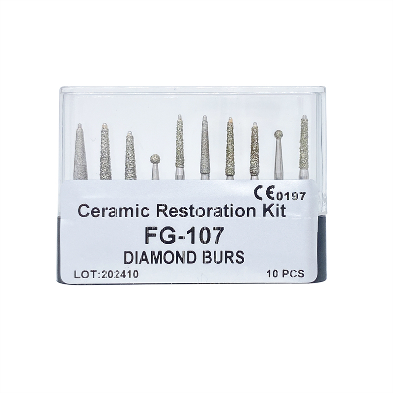 10pcs/kit Dental Diamond Burs Kit FG-107 for Preparation Ceramic Restorations