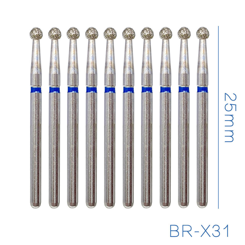 10Pcs Dental FG Diamond Ball Round Burs For High Speed Handpiece Friction Grip 1.6mm 25mm