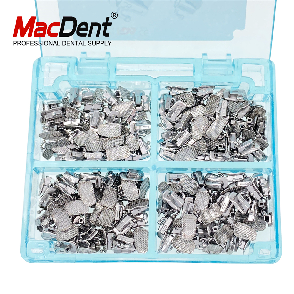 200pcs MacDent Dental Ortho Buccal Tubes 1st/2nd Molar Edgewise 022 Non-Conv Mesh Base