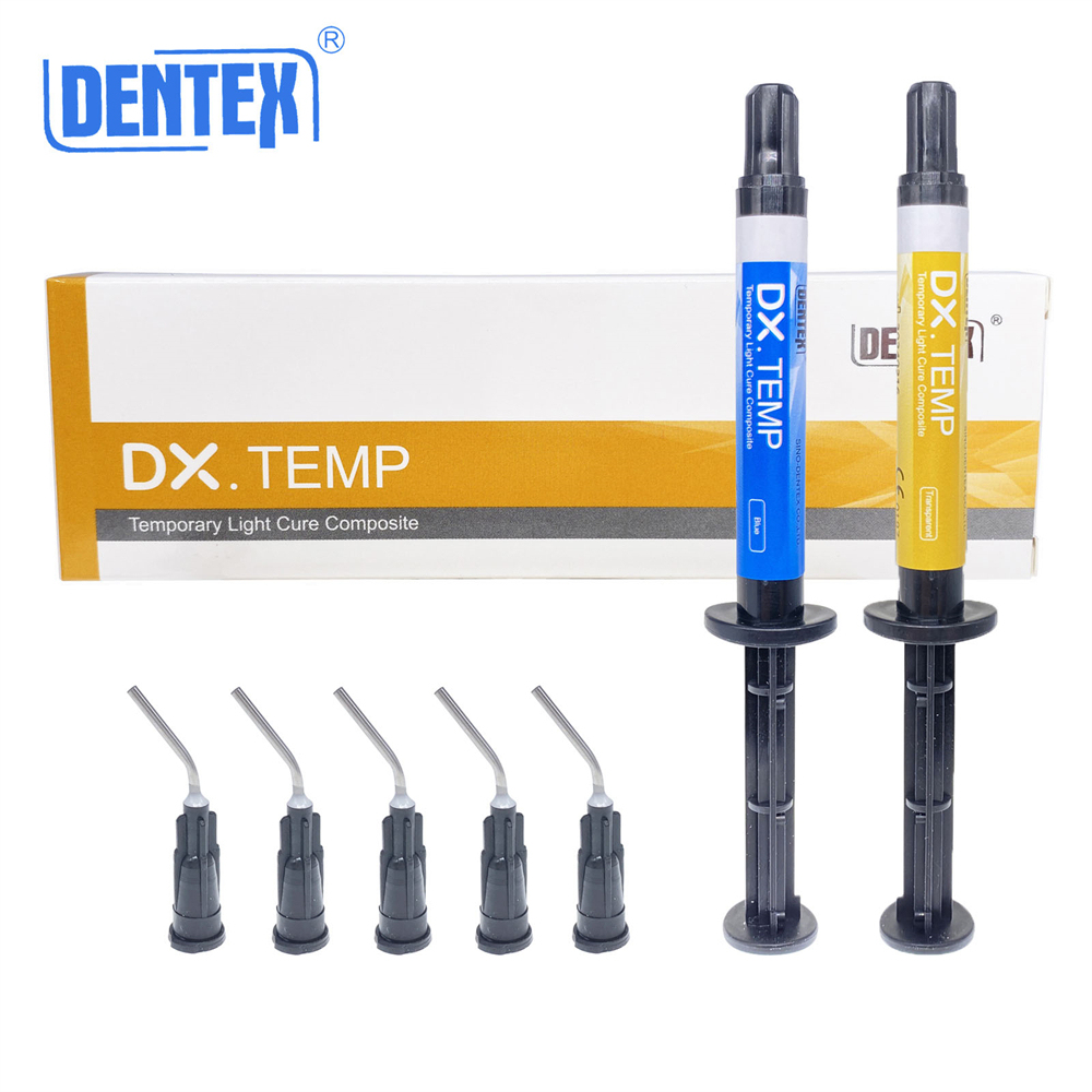 Dentex DX.TEMP Dental Composite Resin 2.5g Temporary Flow Light Cure Blue/Transparent