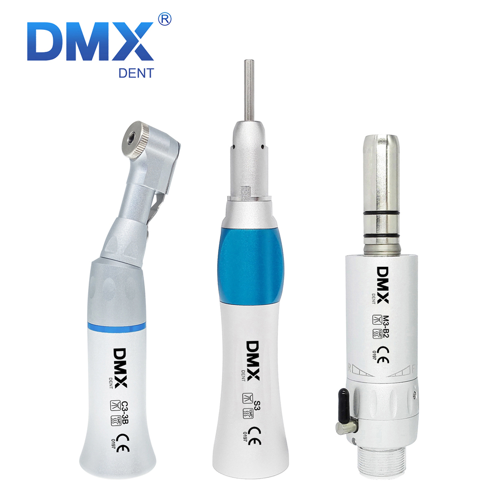 DMXDENT Dental Slow Low Speed Handpiece Straight Contra Angle Air Motor 2/4Holes